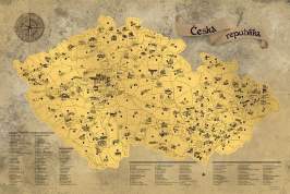 Stírací mapa Česka – zlatá Deluxe XL