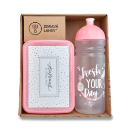 Set Zdravá lahev 0,7 l a Zdravá sváča Fresh - růžová