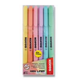 Kores HIGH LINER tenký zvýrazňovač 6 ks sada