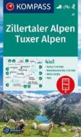 Zillertaler Alpen, Tuxer Alpen 1:50 000 / turistická mapa KOMPASS 37