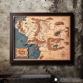 Pán prstenů 3D Dřevěná nástěnná mapa - Středozem