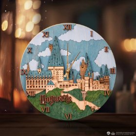 Harry Potter 3D Dřevěné hodiny - Bradavice (den)