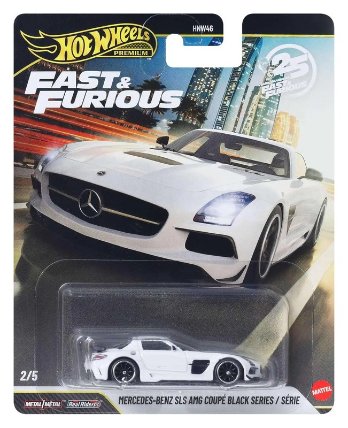 Angličák Hot Wheels premium Fast & Furious Mercedes Benz AMG SLS Black series