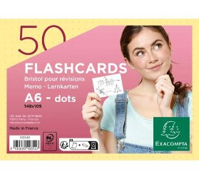 Flashcards - karty na učení, A6, tečky, 50 karet - žluté