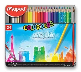 Pastelky Maped Color'Peps Metal Box Aqua 24 barev + štětec