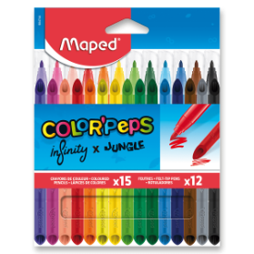 Pastelky Maped Infinity 15 ks + 12 ks fixů Jungle
