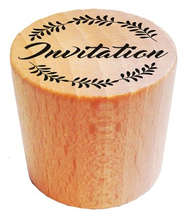 Dřevěné razítko, kulaté, 3 cm - Invitation