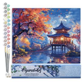 Malování podle čísel - Pagoda Za Podzimní Noci bez rámu 40x50cm
