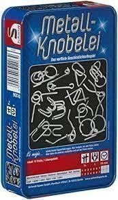 Sada kovových hlavolamů Duell v plechové krabičce