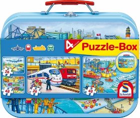 Schmidt Puzzle v plechovém kufříku - Doprava 4v1