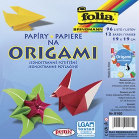 Papíry na origami: 96 listů ve 12 barvách jednostranně potištěných