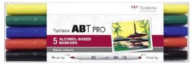 Tombow Oboustranný lihový fix ABT PRO - Basic colors 5 ks