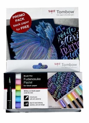Výhodný balíček: sada Fudenosuke pastel na černý papír (6 barev) 
+ blok s černými papíry 