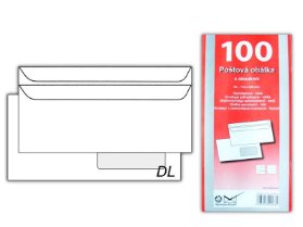 Dopisní obálka DL K-DL/80FRSX/P/100 okno vpravo samolepící