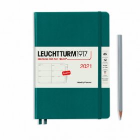 Pacific Green, Weekly Planner Medium (A5) 2021 with extra booklet, English