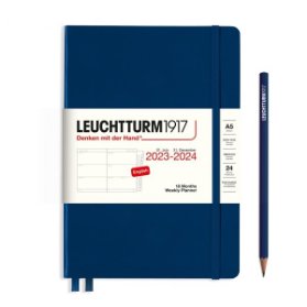 Navy, Weekly Planner Medium (A5), 18 months, 2024 with extra booklet, English