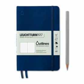 Navy Blue, Outlines Notebook, Paperback (B6+), 150 g/m? nautical chart paper, 89 p., dotte