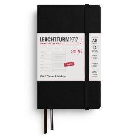 Black, Weekly Planner & Notebook Pocket (A6) 2026, English