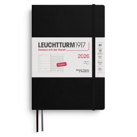 Black, Weekly Planner & Notebook Medium (A5) 2026, Softcover, English