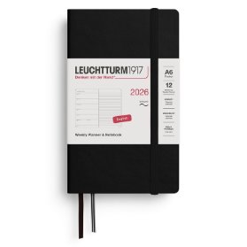 Black, Weekly Planner & Notebook Pocket (A6) 2026, Softcover, English