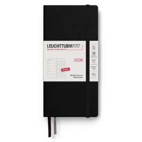 Black, Weekly Planner & Notebook Dotted Wallet (B6+ x A6) 2026, English