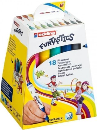 Dětské fixy Edding Funtastics 14, sada 18 barev pro menší děti