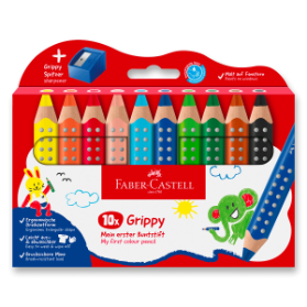 Pastelka Faber-Castell Grippy - 10 barev, ořezávátko