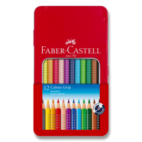 Pastelky Faber-Castell Grip 2001 plechová krabička, 12 barev