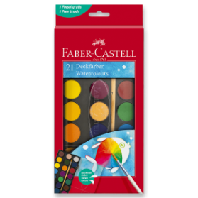 Vodové barvy Faber-Castell 21 barev, průměr 30 mm