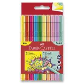 Dětské fixy Faber-Castell Grip Neon a Pastel 10 barev