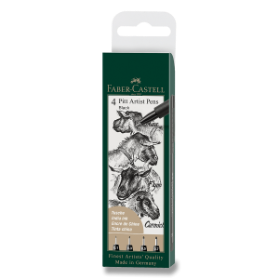 Popisovač Faber-Castell Pitt Artist Pen sada 4 ks, XS, S, F, M, černé