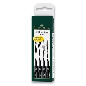 Popisovač Faber-Castell Pitt Artist Pen sada 4 ks, B, SB, SC, 1,5 mm, černé