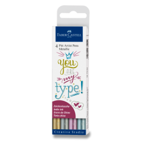Popisovač Faber-Castell Pitt Artist Pen 4 barvy, metalické