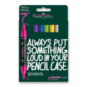 Akrylový popisovač Faber-Castell Multimark Vibrant - 6 ks