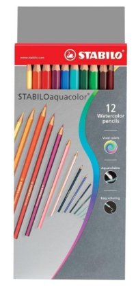 Pastelky STABILO aquacolor, sada 12 ks v kartonovém pouzdru Prémium