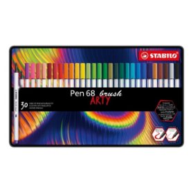 STABILO Pen 68 brush Arty Sada v kovovém pouzdru 30 ks