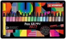 Prémiový vláknový fix se silným klínovým hrotem - STABILO Pen 68 MAX - ARTY - 20 ks sada v