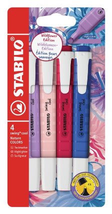 Zvýrazňovač STABILO swing cool NatureCOLORS Wildflower - 4 ks sada - v moderních barvách