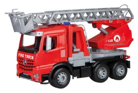 Auto hasiči Mercedes-Benz Arocs Worxx stříkající vodu s žebříkem