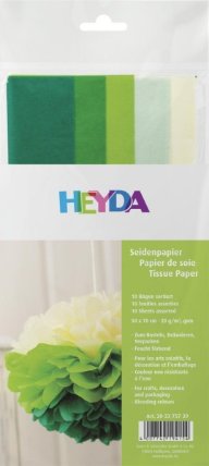 HEYDA Sada hedvábných papírů 50 x 70 cm - zelenožlutý mix