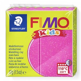 FIMO Kids 42g - dětská modelovací hmota růžová se třpytkami