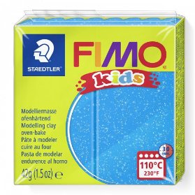 FIMO Kids 42g - dětská modelovací hmota modrá se třpytkami
