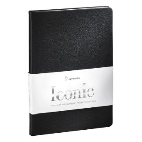 Zápisník HM Iconic, A5, 100g, 96l, kožený, černý