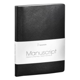 Zápisník HM Manuscript, A5,100g,96l,rec.kůže,černý