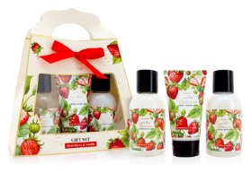 Set koupelový ESSENTIAL BOTANICALS v dárkové krabičce Jahoda a vanilka 2x100ml+50ml