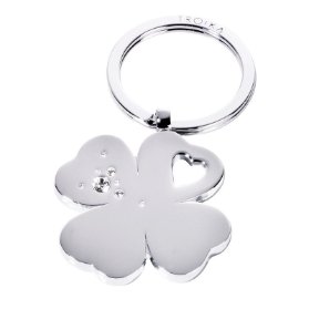 Troika klíčenka - čtyřlístek , kovová , Swarovski, stříbrná