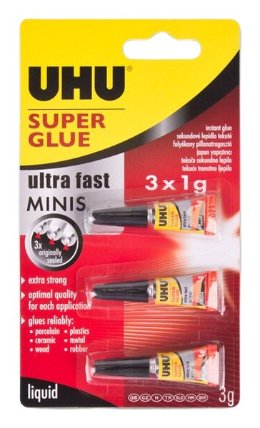 Vteřinové lepidlo UHU Super Glue Mini 3×1 g
