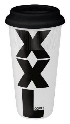 XXL on white - xxl hrnek se silikonovým víčkem