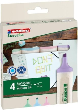 Zvýrazňovač Edding 24 EcoLine, sada 4 ks, pastel