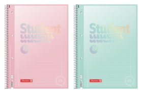 Student blok A4 pastelový, linka, 80 listů, 90g, růžový/zelený, FSC